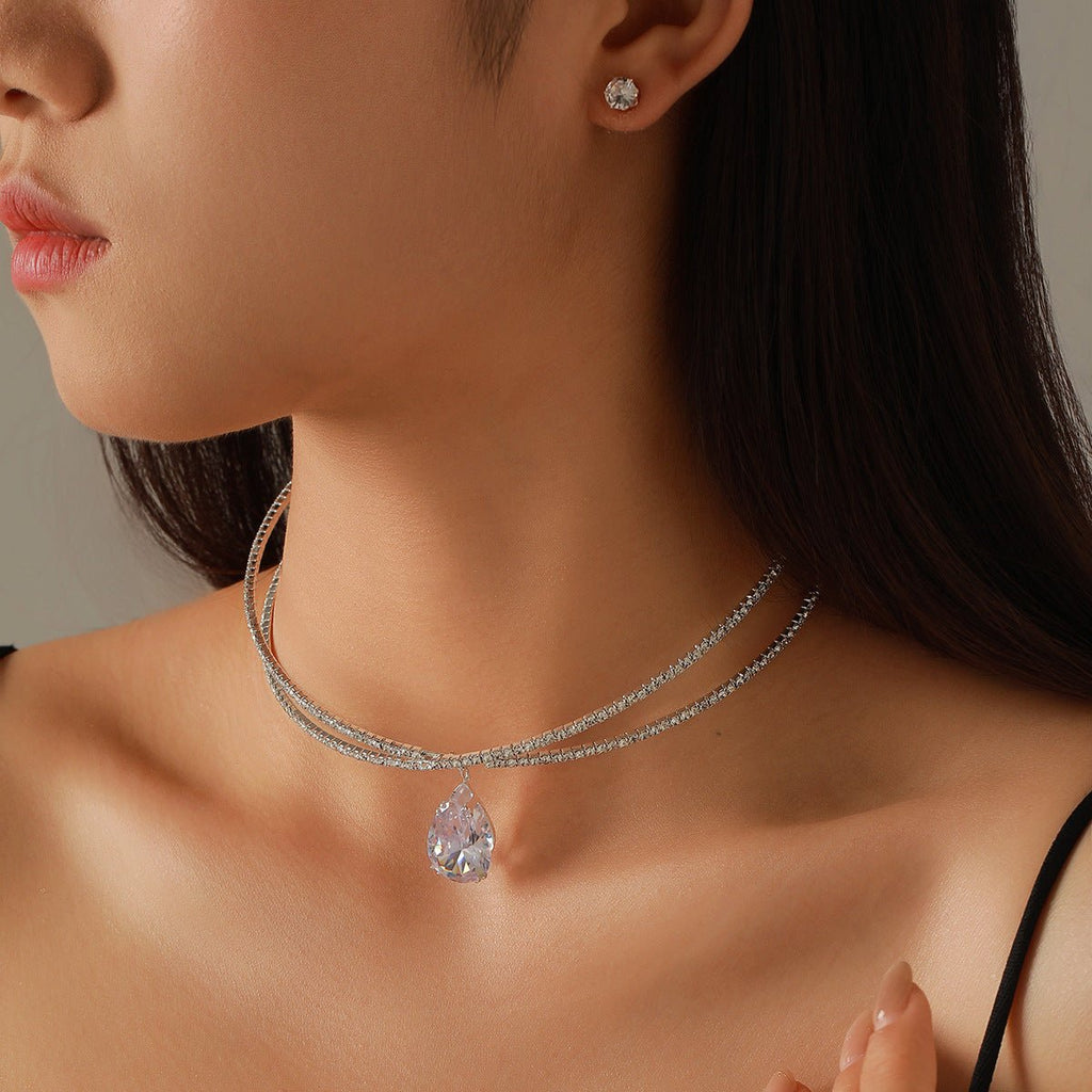 Two-Piece Bridal Necklace & Earring Set - Luzilly Bridal & Apparel