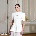 Two-Piece Cape Collar Peplum Bridal Gown - Luzilly Bridal & Apparel