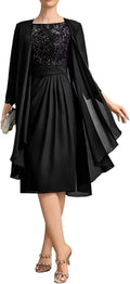 Two-Piece Chiffon Lace Tea-Length Mother of the Bride Dress - Luzilly Bridal & Apparel
