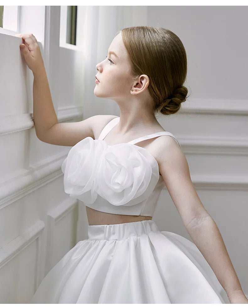 Two-Piece White Flower Girl Dress - Luzilly Bridal & Apparel