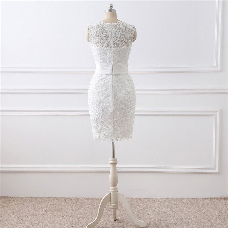 Two-piece White Wedding Dress With Round Neck And Elegant - Luzilly Bridal & Apparel