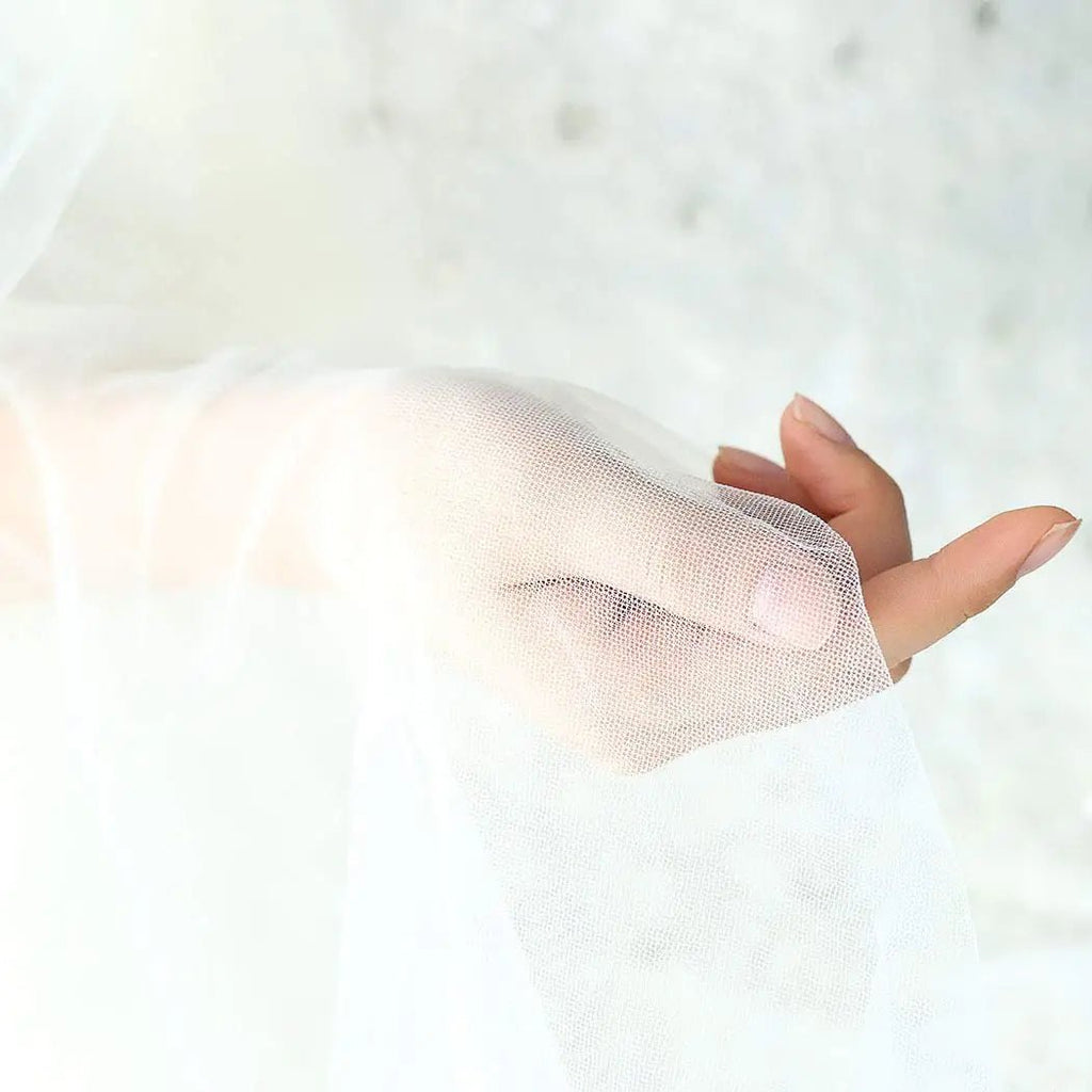 Two-Tier Fingertip Wedding Veil with Cut Edge - Luzilly Bridal & Apparel