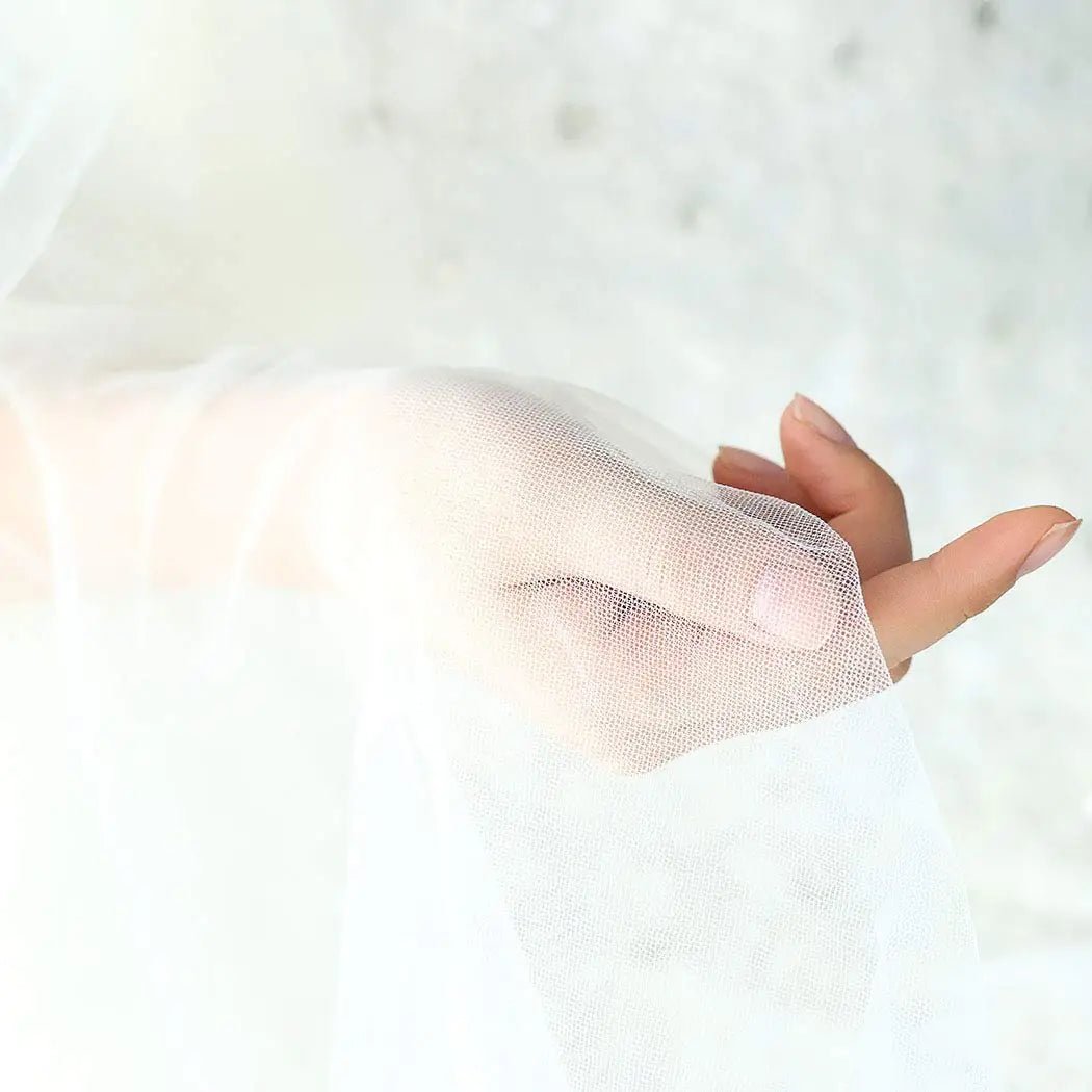 Two-Tier Fingertip Wedding Veil with Cut Edge - Luzilly Bridal & Apparel