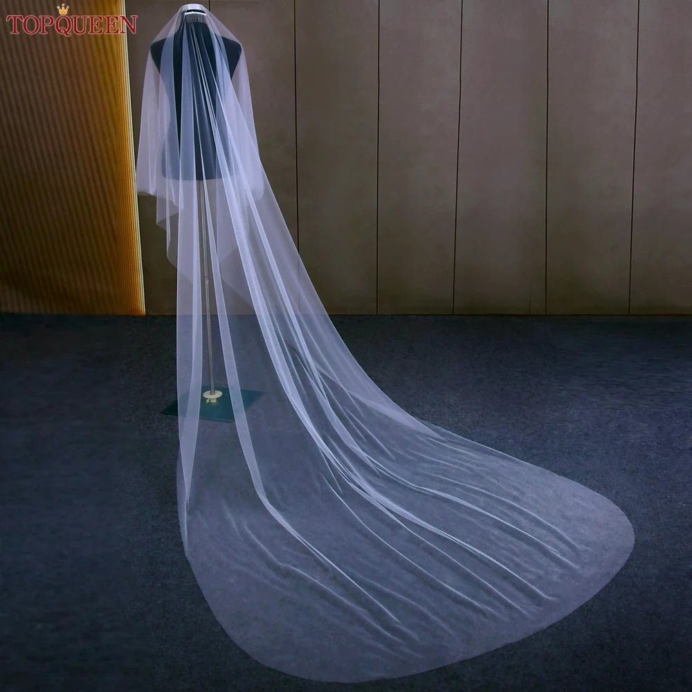 Two-Tier Minimalist Wedding Veil with Blusher - Luzilly Bridal & Apparel