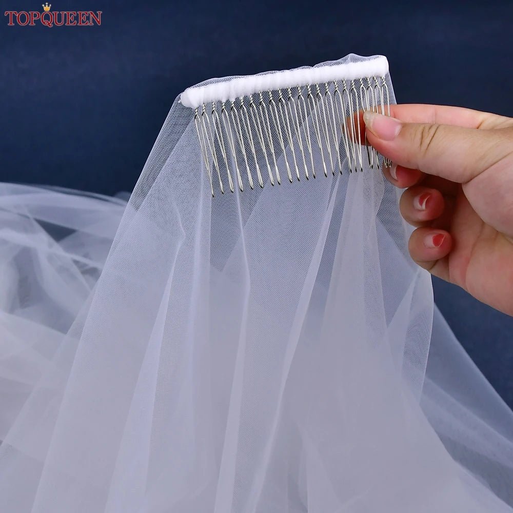 Two-Tier Minimalist Wedding Veil with Blusher - Luzilly Bridal & Apparel