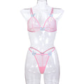 Underwear Pink Two Piece Butterfly Three Dimensional Embroidery Sexy Lingerie - Luzilly Bridal & Apparel