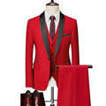 US Size Men Lapel Black Collar 3 Pcs Suit Set Coat Vest Trousers / Business Groom Wedding Dress Fprmal Blazer Pants Waistcoat - Luzilly Bridal & Apparel