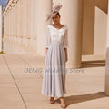 V-Neck Appliqué Ankle-Length A-Line Mother of the Bride Dress - Luzilly Bridal & Apparel