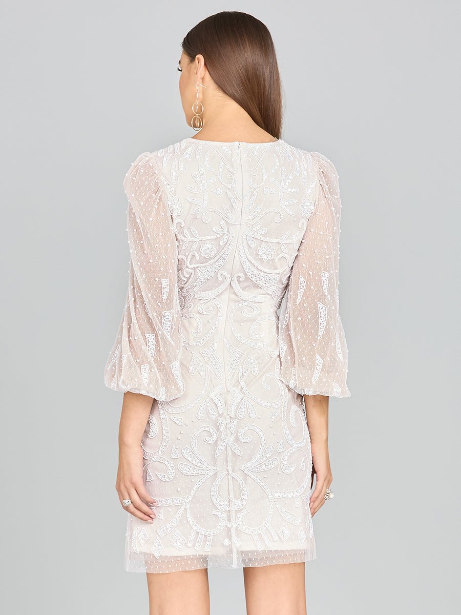 V-Neck, Balloon Sleeve Bridal Mini - Luzilly Bridal & Apparel