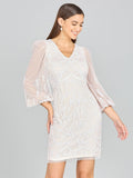 V-Neck, Balloon Sleeve Bridal Mini - Luzilly Bridal & Apparel