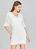 V-Neck Beaded Bridal Short with Sleeves - Luzilly Bridal & Apparel