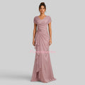 V-Neck Beaded Ruffle A-Line Mother of the Bride Dress - Luzilly Bridal & Apparel