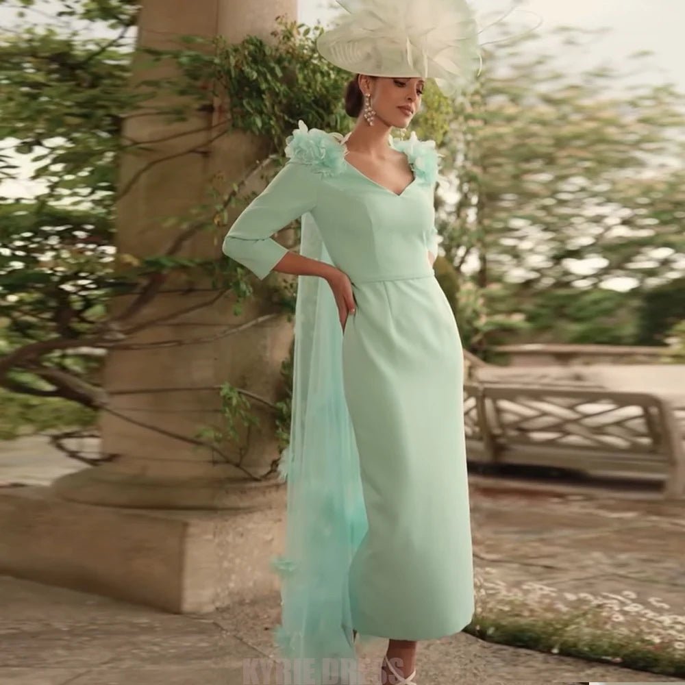 V-Neck Floral Cape Mother of the Bride Dress - Luzilly Bridal & Apparel