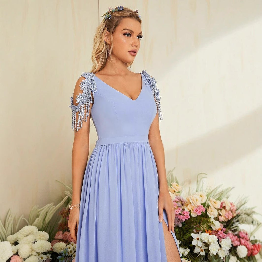 V-Neck Fringe Wedding Toast Dress - Luzilly Bridal & Apparel