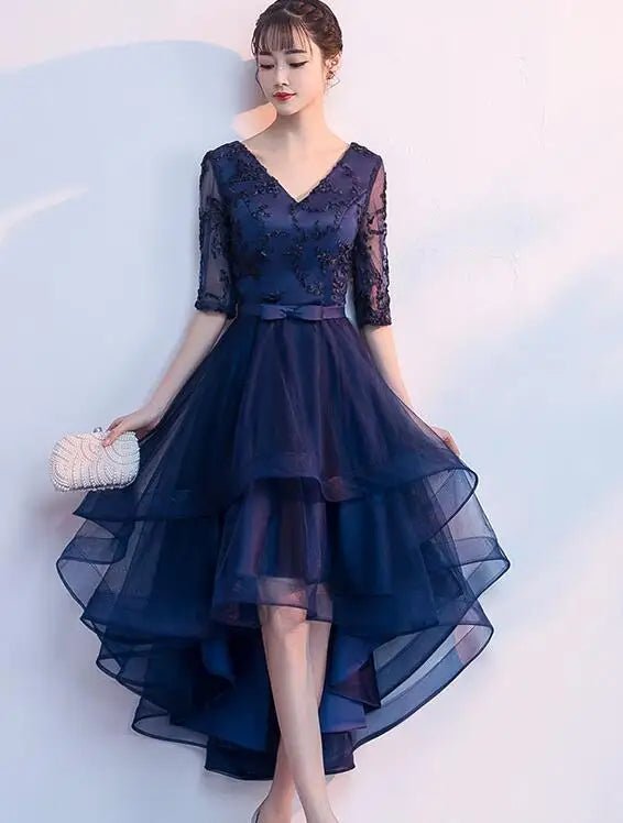 V-Neck Half-Sleeve Bridesmaid Dress - Luzilly Bridal & Apparel