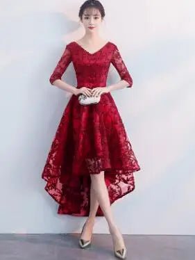 V-Neck Half-Sleeve Bridesmaid Dress - Luzilly Bridal & Apparel