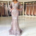 V-Neck Lace Appliqué Open-Back Sheath Mother of the Bride Dress - Luzilly Bridal & Apparel