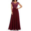 V-Neck Lace Chiffon A-Line Mother of the Bride Dress - Luzilly Bridal & Apparel