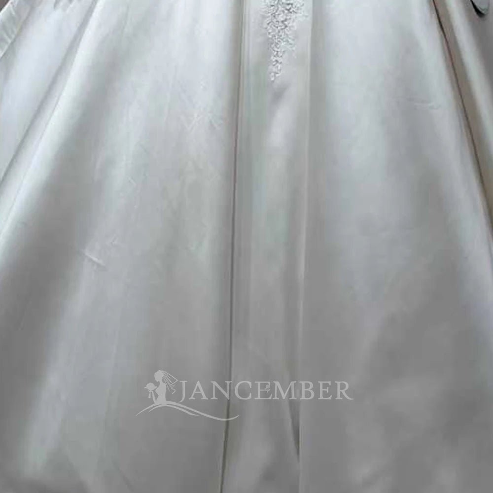 V-Neck Pearl Corset Ball Gown Wedding Dress with Sweep Train - Luzilly Bridal & Apparel