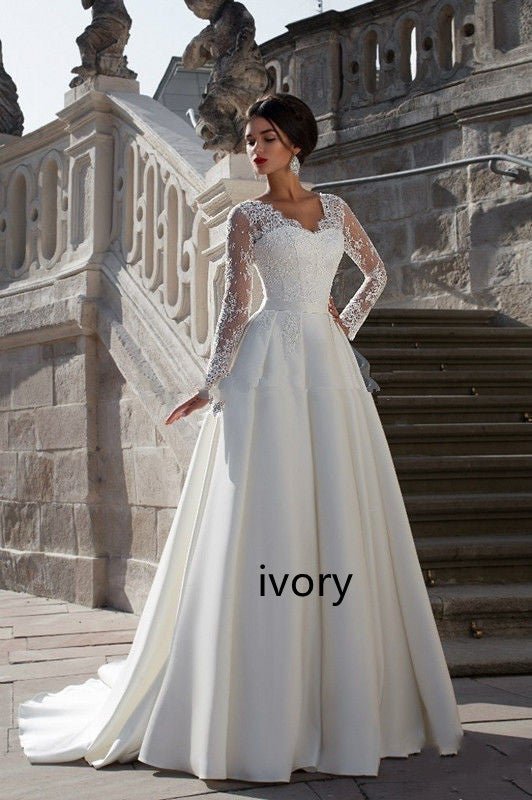 V-neck Wedding Dress New European Style Simple Trailing Tail - Luzilly Bridal & Apparel