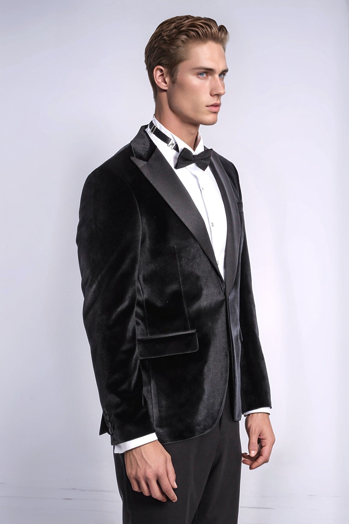 Velvet Slim Fit Black Men Tuxedo Jacket - Wessi - Luzilly Bridal & Apparel