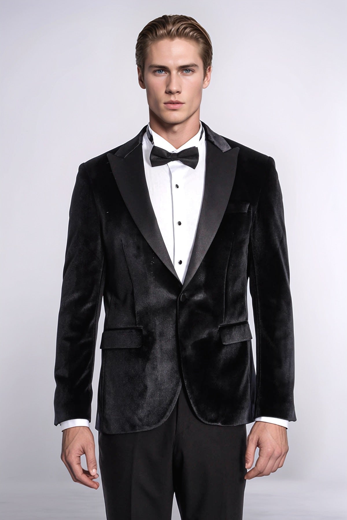 Velvet Slim Fit Black Men Tuxedo Jacket - Wessi - Luzilly Bridal & Apparel