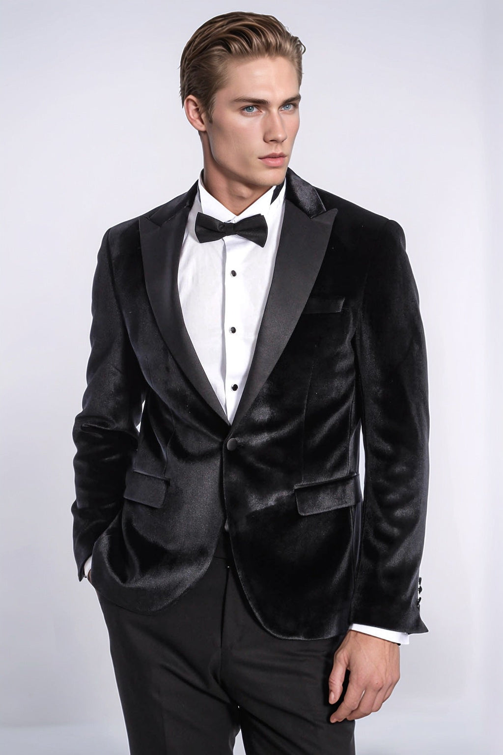 Velvet Slim Fit Black Men Tuxedo Jacket - Wessi - Luzilly Bridal & Apparel