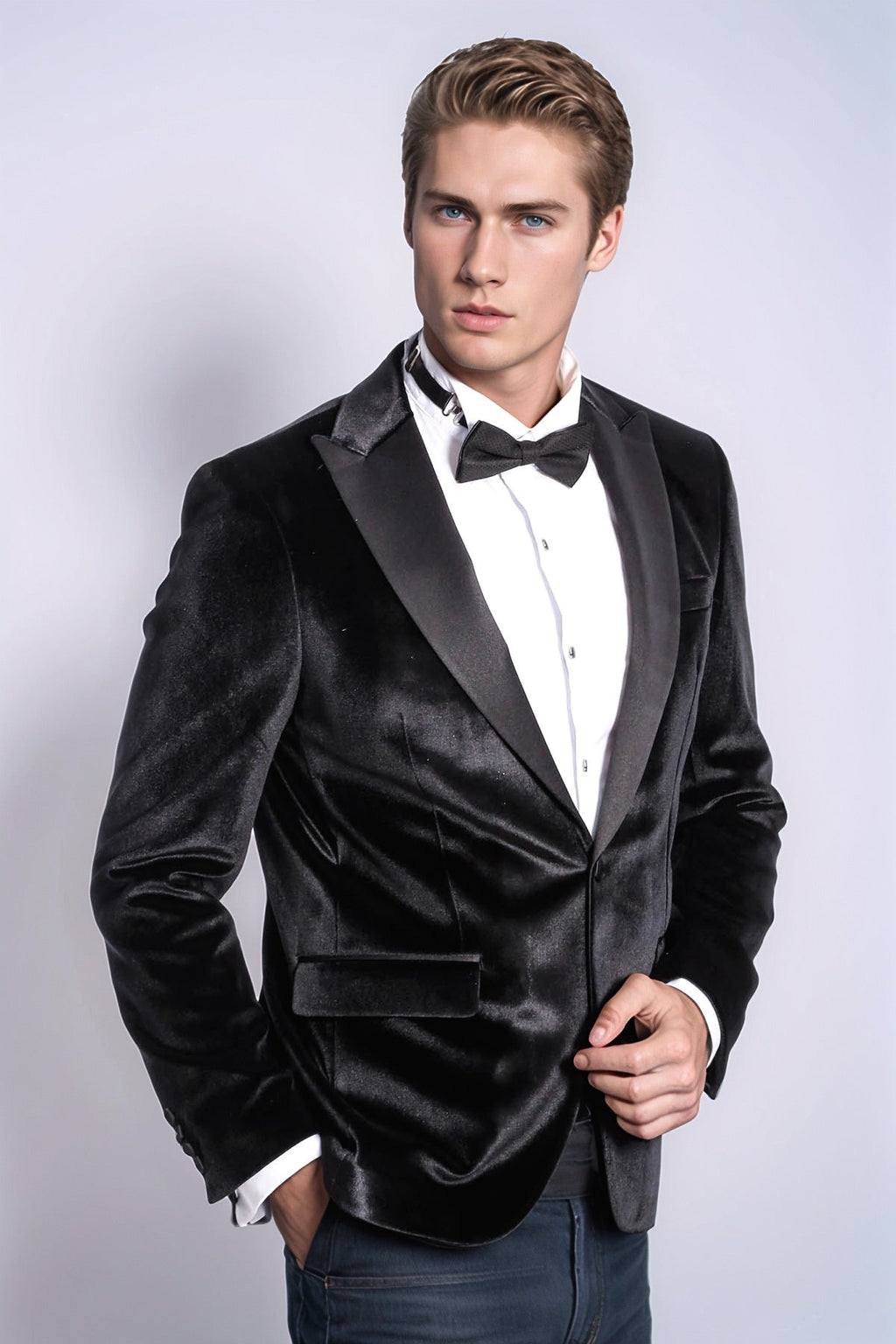 Velvet Slim Fit Black Men Tuxedo Jacket - Wessi - Luzilly Bridal & Apparel