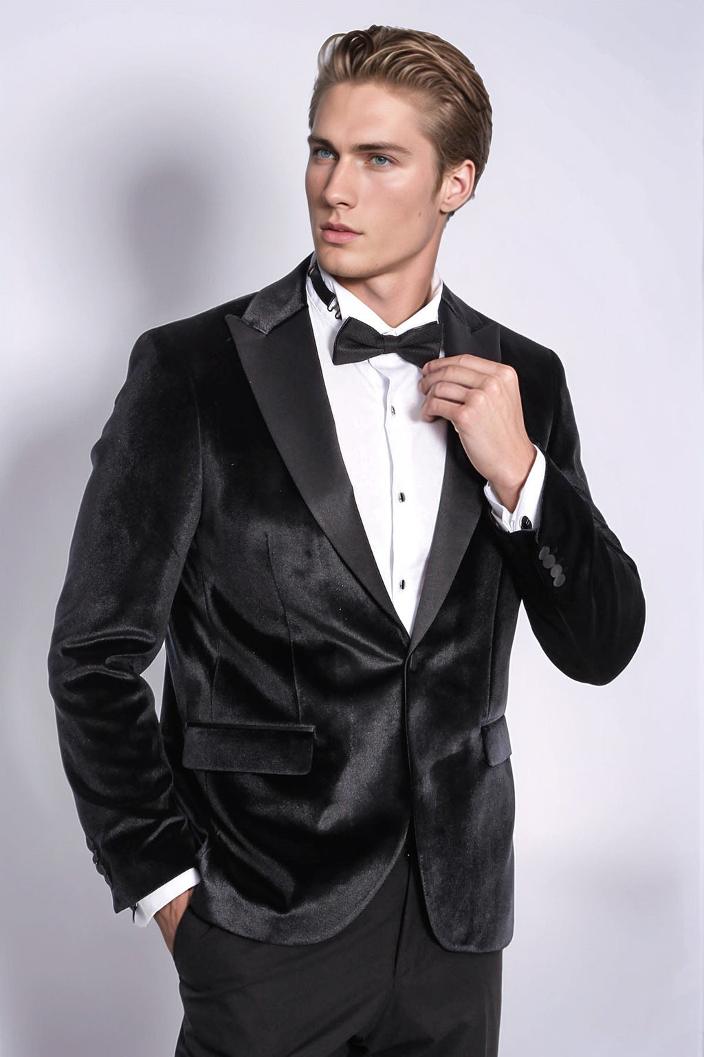Velvet Slim Fit Black Men Tuxedo Jacket - Wessi - Luzilly Bridal & Apparel