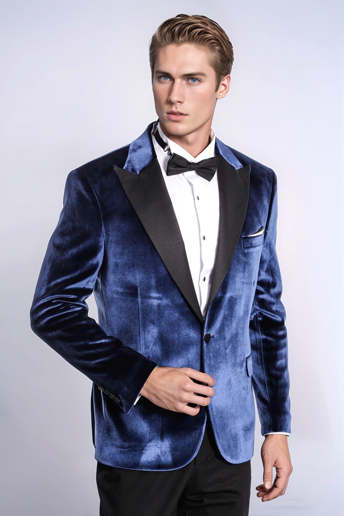 Velvet Slim Fit Blue Men Tuxedo Jacket - Wessi - Luzilly Bridal & Apparel
