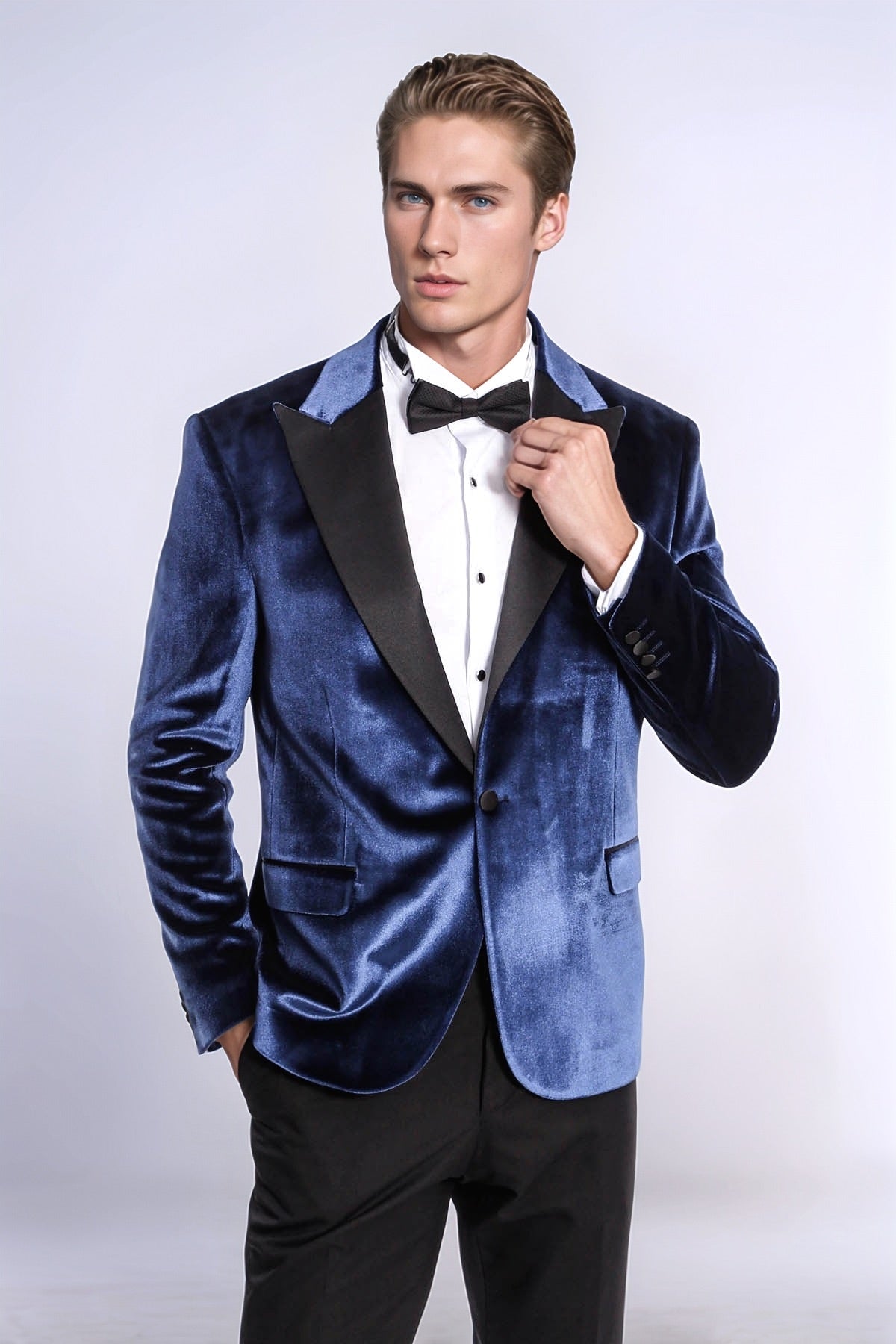 Velvet Slim Fit Blue Men Tuxedo Jacket - Wessi - Luzilly Bridal & Apparel