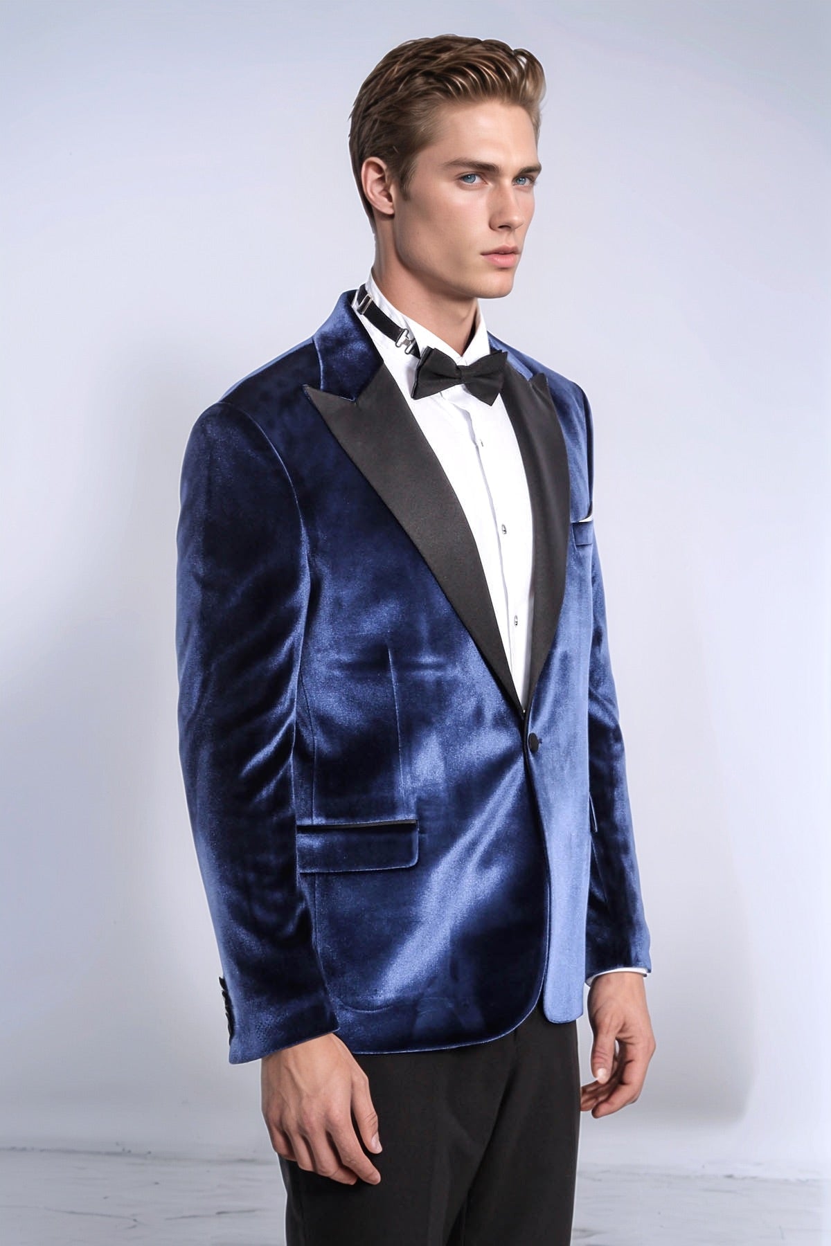 Velvet Slim Fit Blue Men Tuxedo Jacket - Wessi - Luzilly Bridal & Apparel
