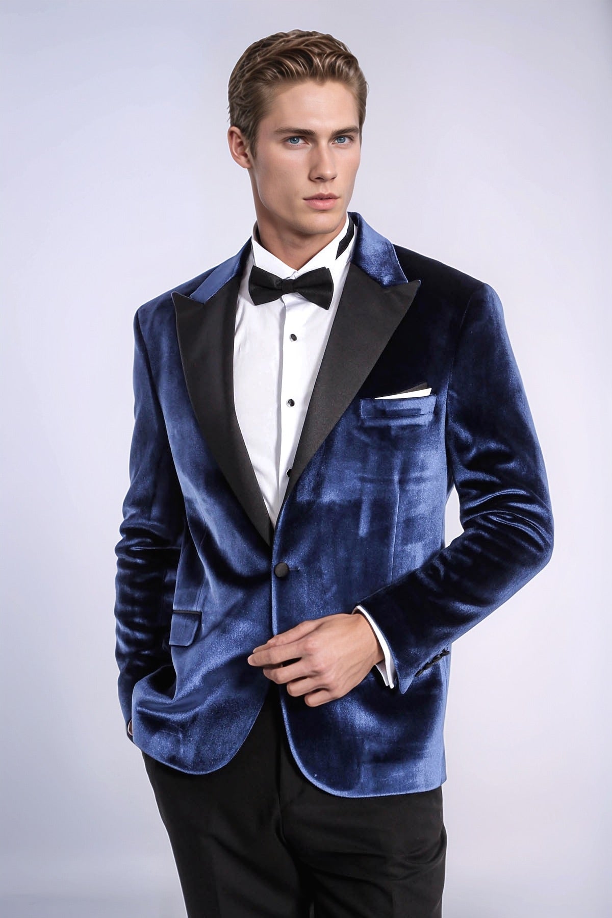 Velvet Slim Fit Blue Men Tuxedo Jacket - Wessi - Luzilly Bridal & Apparel