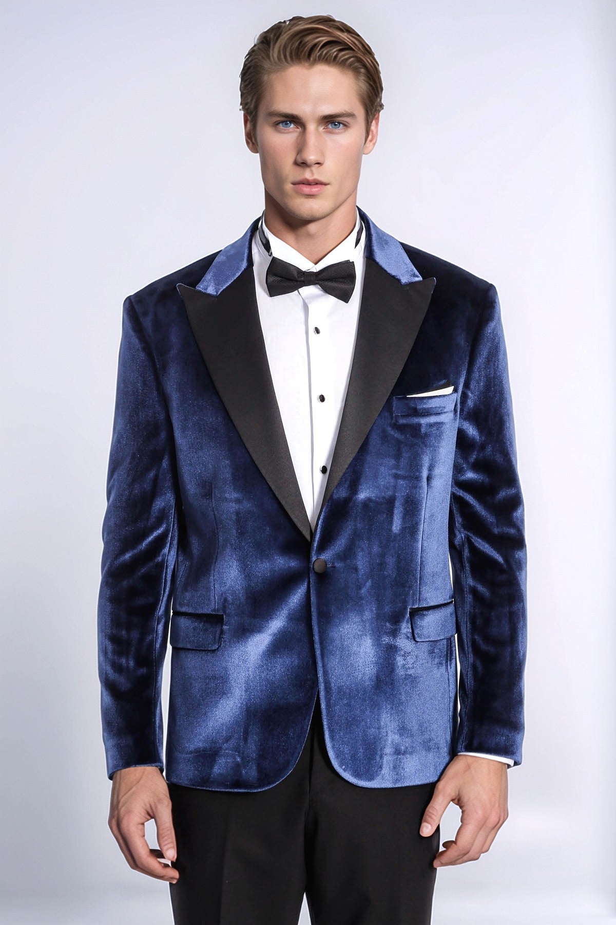 Velvet Slim Fit Blue Men Tuxedo Jacket - Wessi - Luzilly Bridal & Apparel