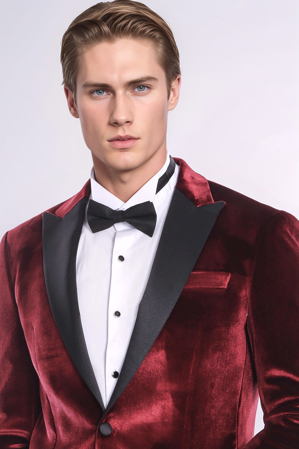 Velvet Slim Fit Burgundy Men Tuxedo Jacket - Wessi - Luzilly Bridal & Apparel