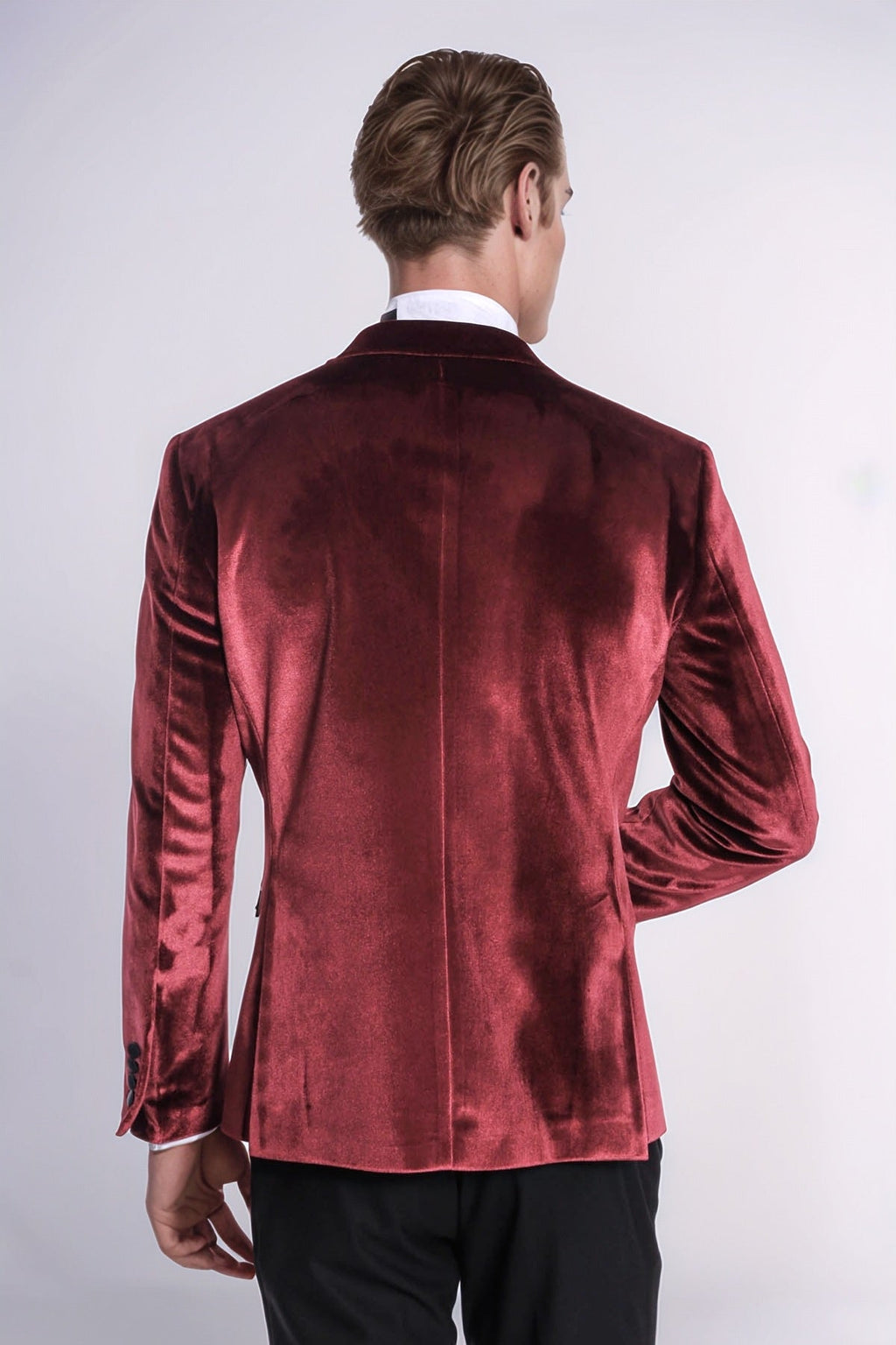 Velvet Slim Fit Burgundy Men Tuxedo Jacket - Wessi - Luzilly Bridal & Apparel
