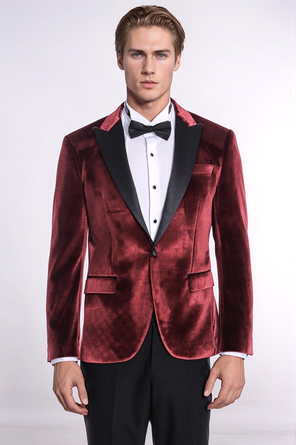 Velvet Slim Fit Burgundy Men Tuxedo Jacket - Wessi - Luzilly Bridal & Apparel