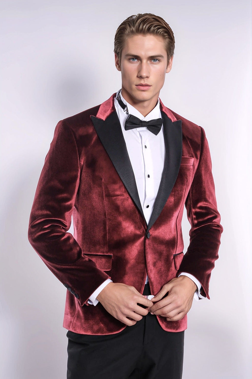 Velvet Slim Fit Burgundy Men Tuxedo Jacket - Wessi - Luzilly Bridal & Apparel
