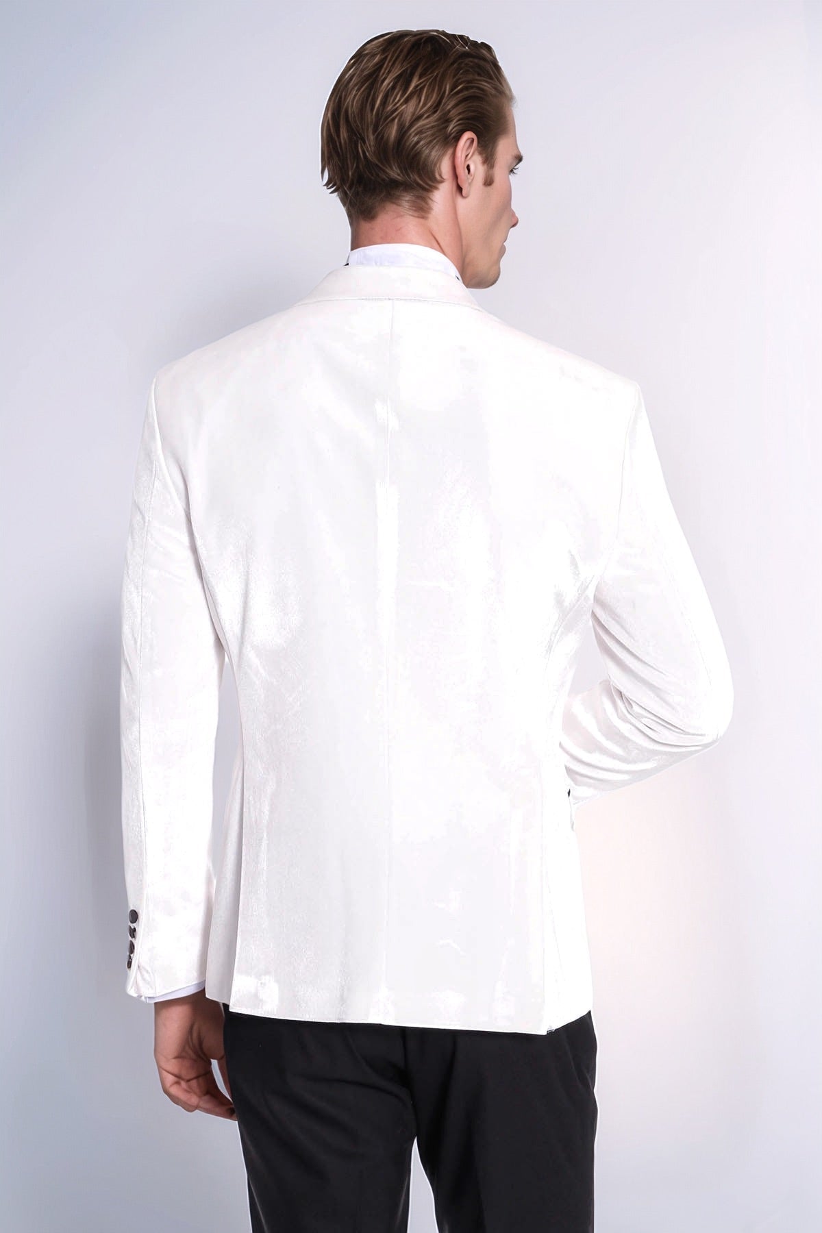 Velvet Slim Fit White Men Tuxedo Jacket - Wessi - Luzilly Bridal & Apparel