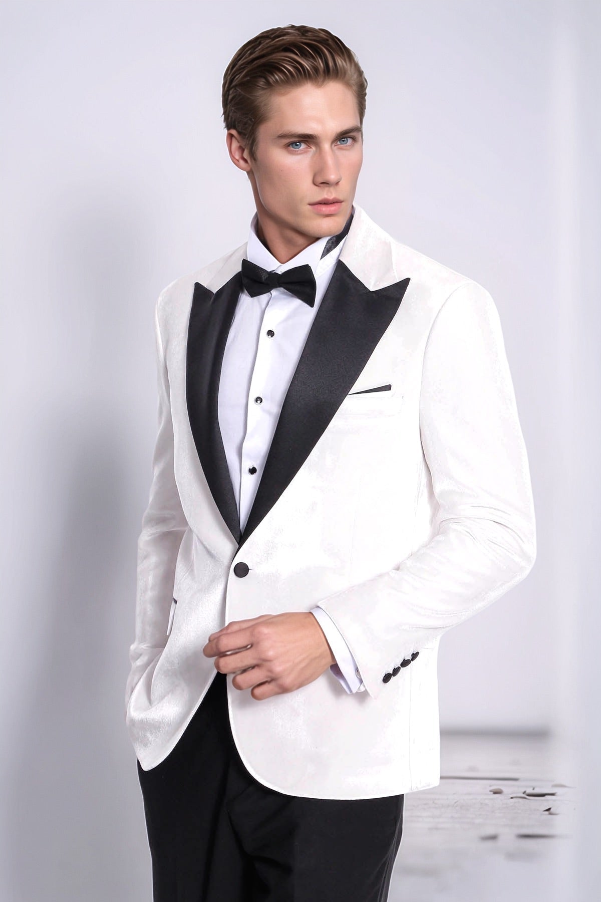 Velvet Slim Fit White Men Tuxedo Jacket - Wessi - Luzilly Bridal & Apparel