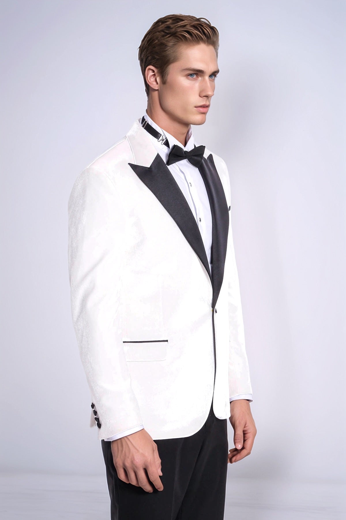 Velvet Slim Fit White Men Tuxedo Jacket - Wessi - Luzilly Bridal & Apparel