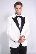 Velvet Slim Fit White Men Tuxedo Jacket - Wessi - Luzilly Bridal & Apparel