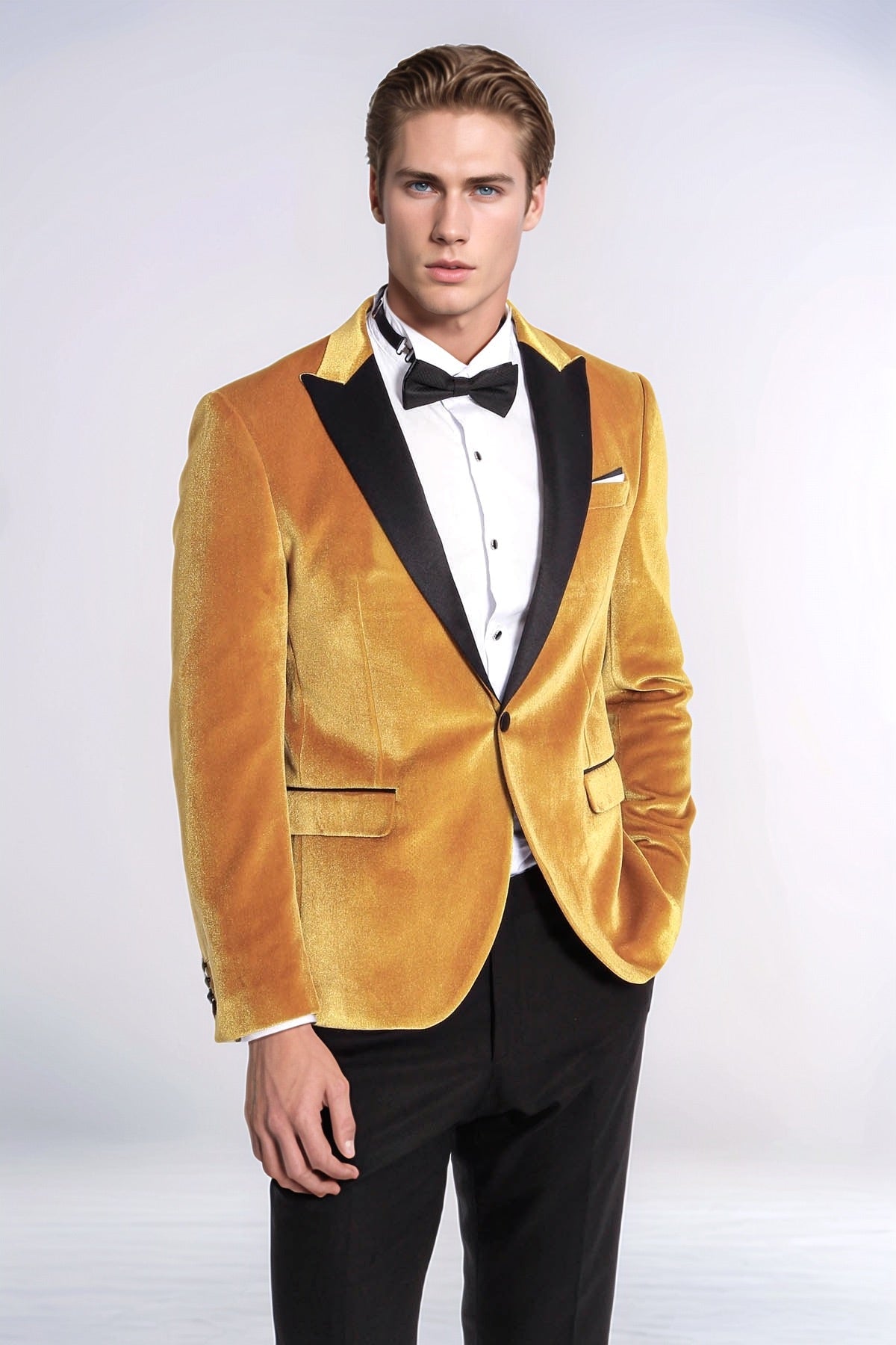 Velvet Slim Fit Yellow Men Tuxedo Jacket - Wessi - Luzilly Bridal & Apparel