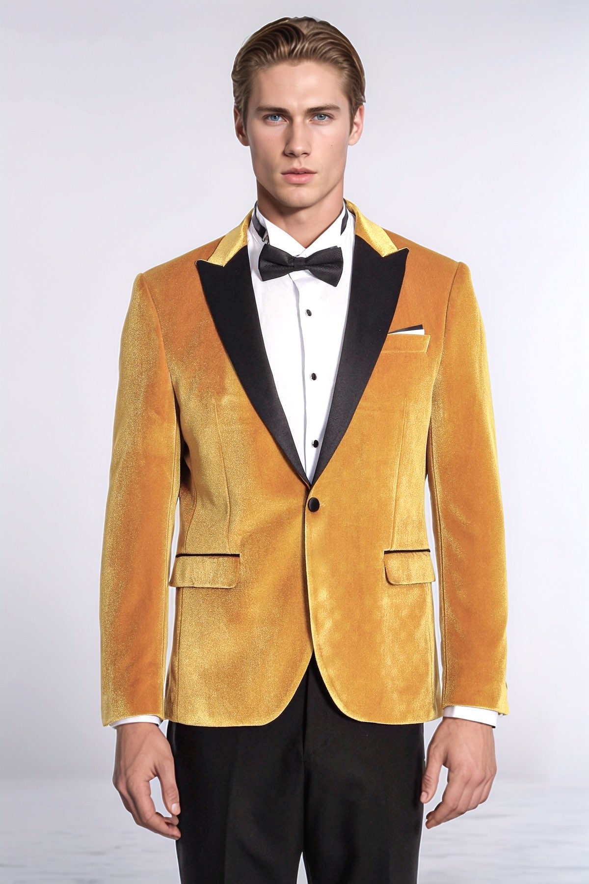 Velvet Slim Fit Yellow Men Tuxedo Jacket - Wessi - Luzilly Bridal & Apparel