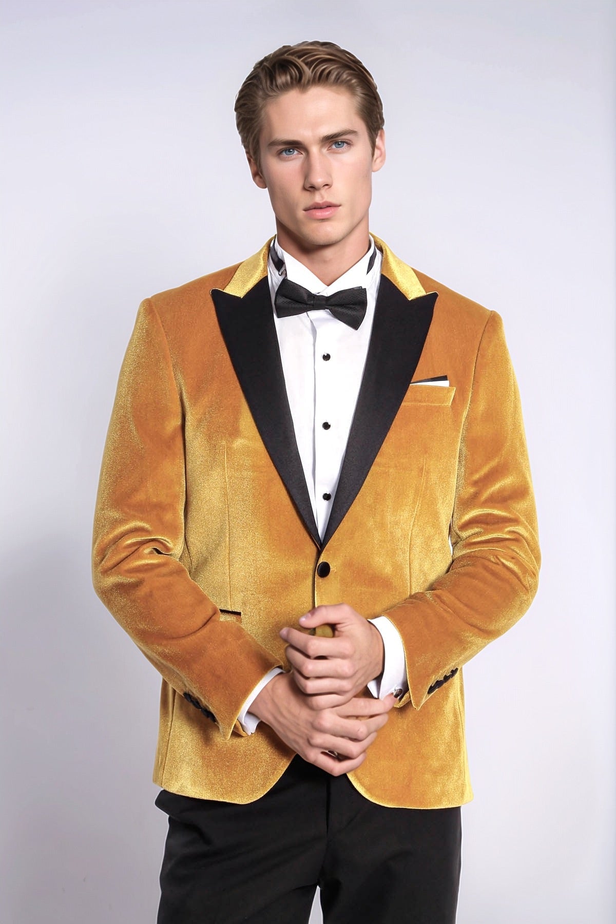 Velvet Slim Fit Yellow Men Tuxedo Jacket - Wessi - Luzilly Bridal & Apparel