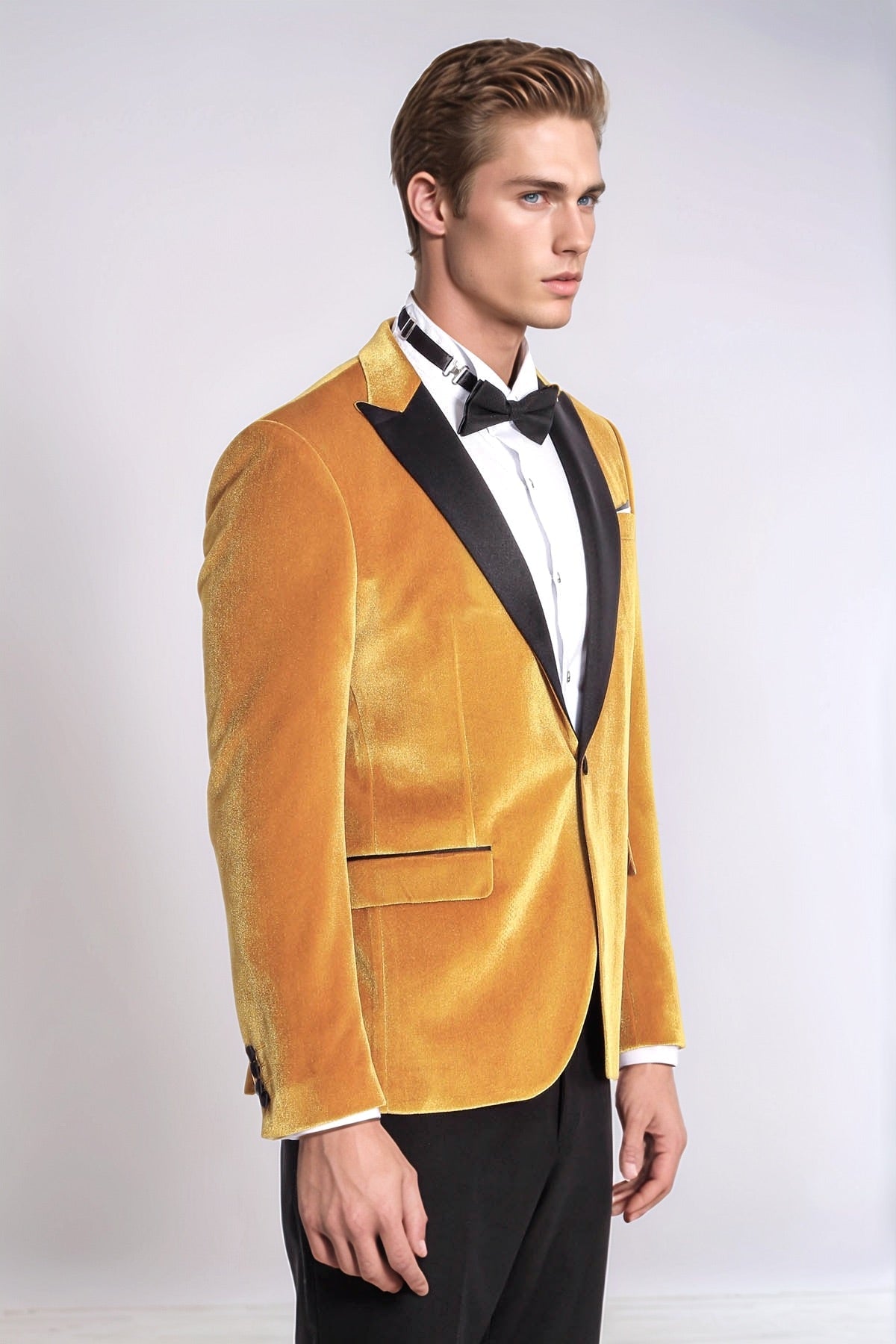 Velvet Slim Fit Yellow Men Tuxedo Jacket - Wessi - Luzilly Bridal & Apparel