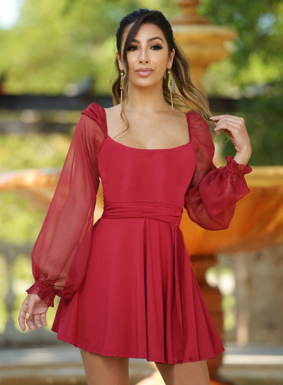 Vera Two Way Mini Dress - Deep Red - Luzilly Bridal & Apparel