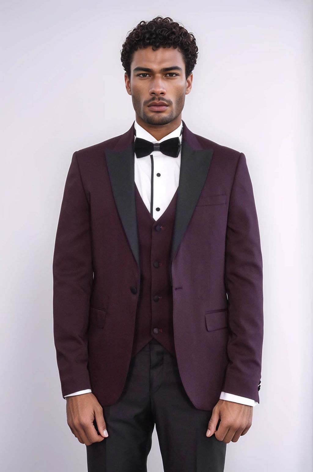 Vested Burgundy Tuxedo | Wessi - Luzilly Bridal & Apparel
