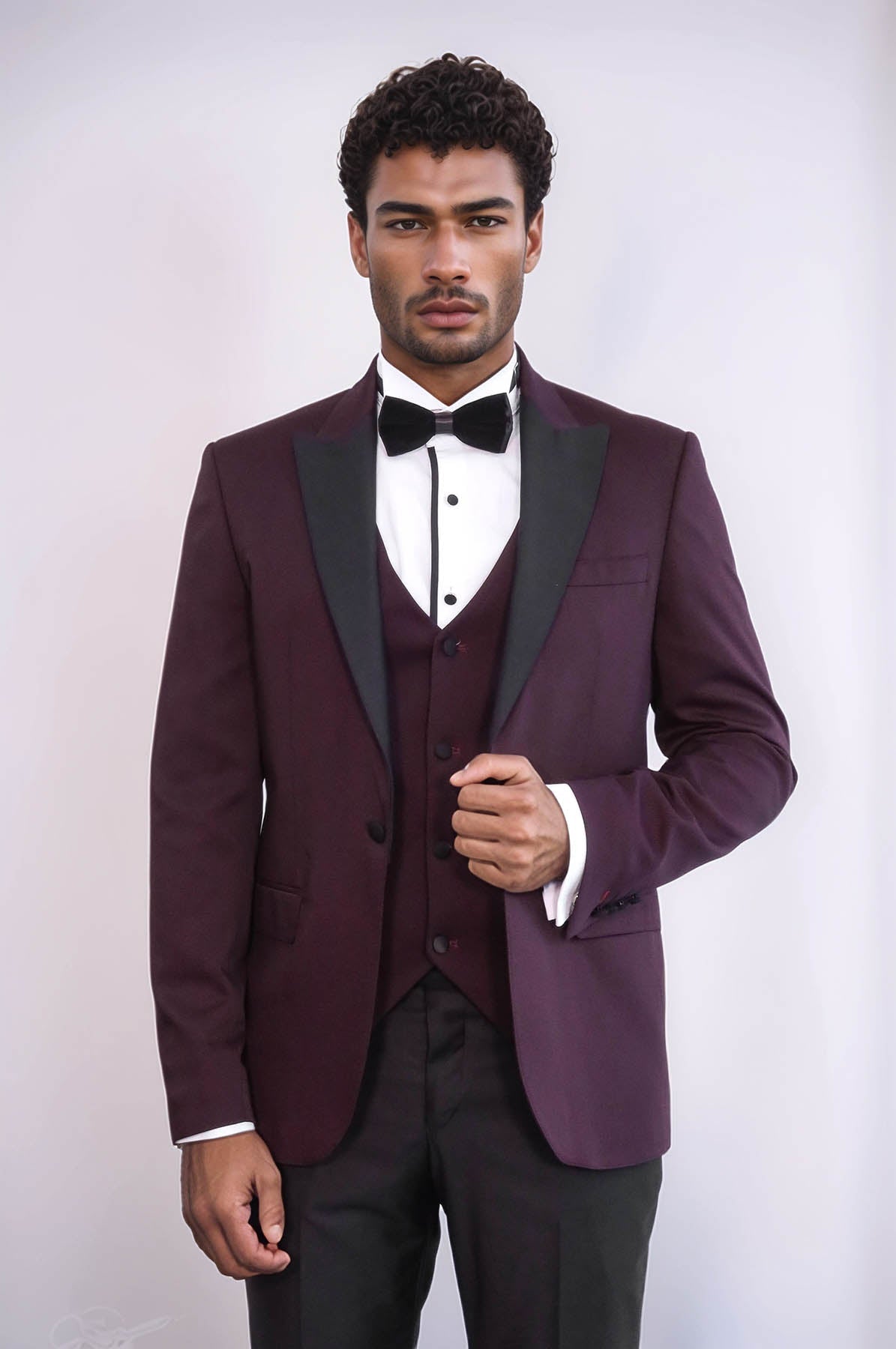 Vested Burgundy Tuxedo | Wessi - Luzilly Bridal & Apparel