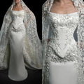 Vintage Lace Sheath Wedding Dress with Detachable Train - Luzilly Bridal & Apparel